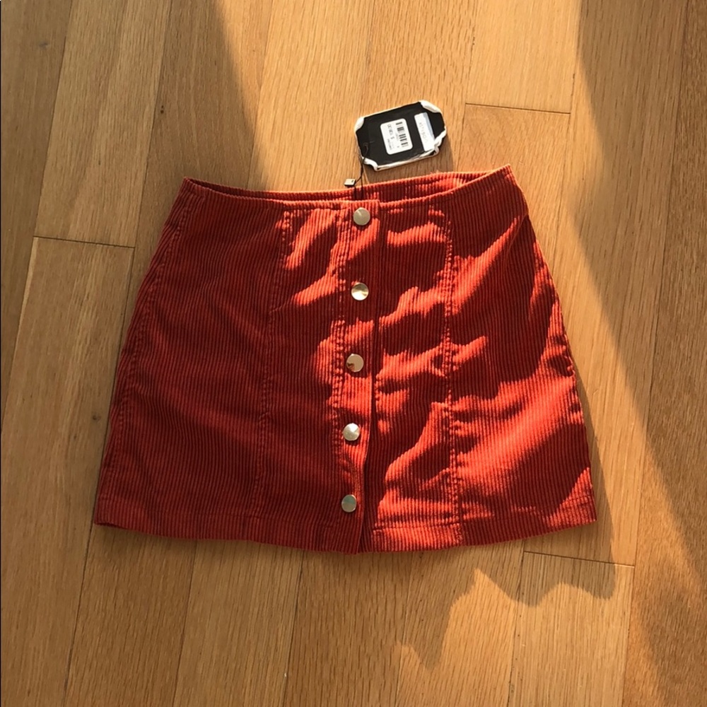 Orange Corduroy Mini Skirt